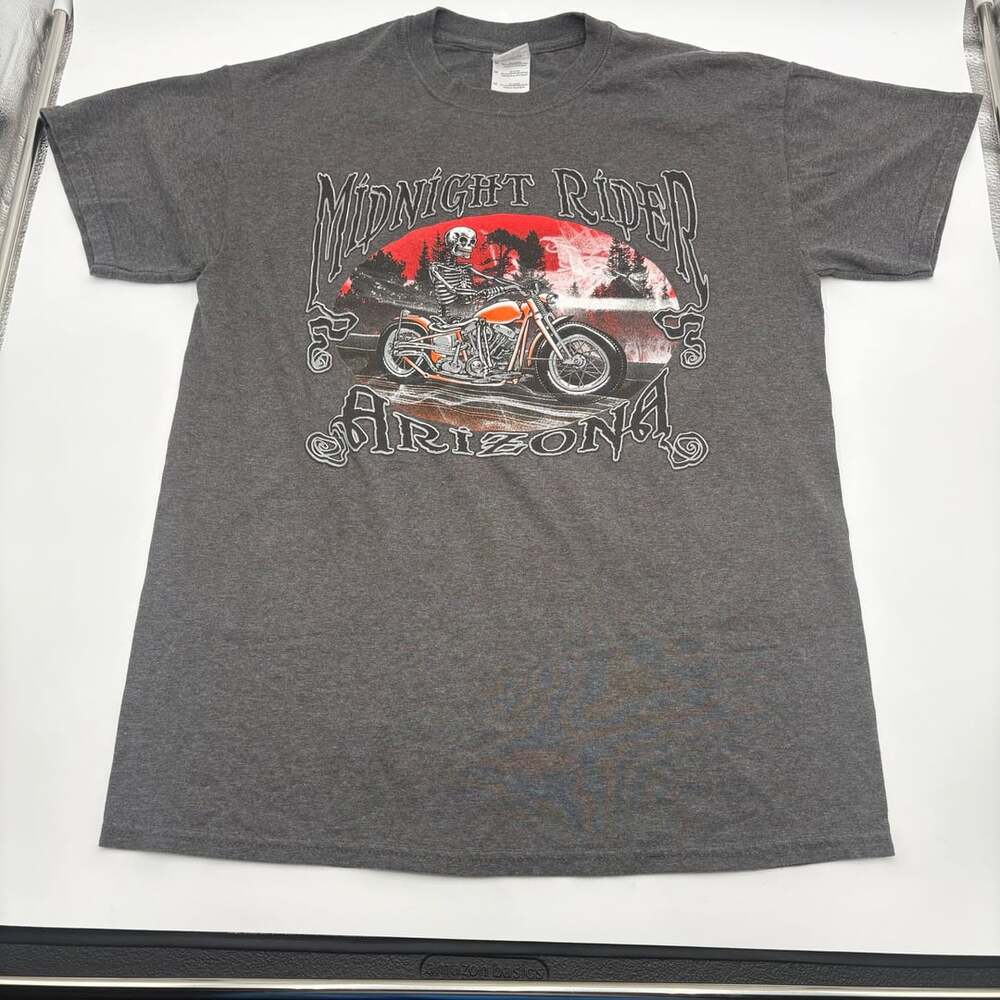 Midnight Rider Arizona Skeleton Biker Graphic T-Shirt